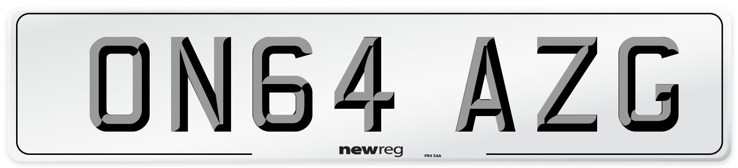 ON64 AZG Number Plate from New Reg